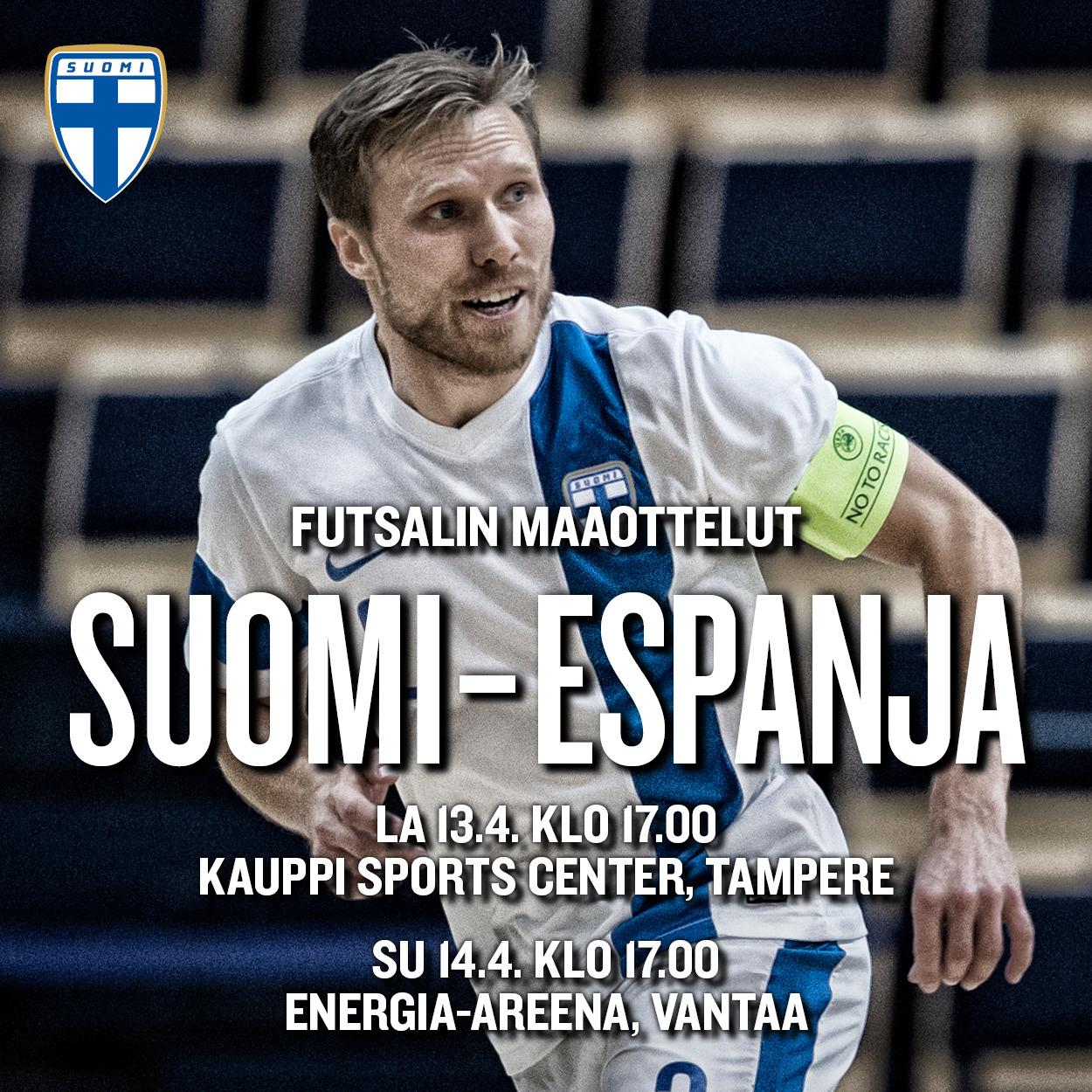 Futsalin huippumaa Espanja Suomen vieraaksi